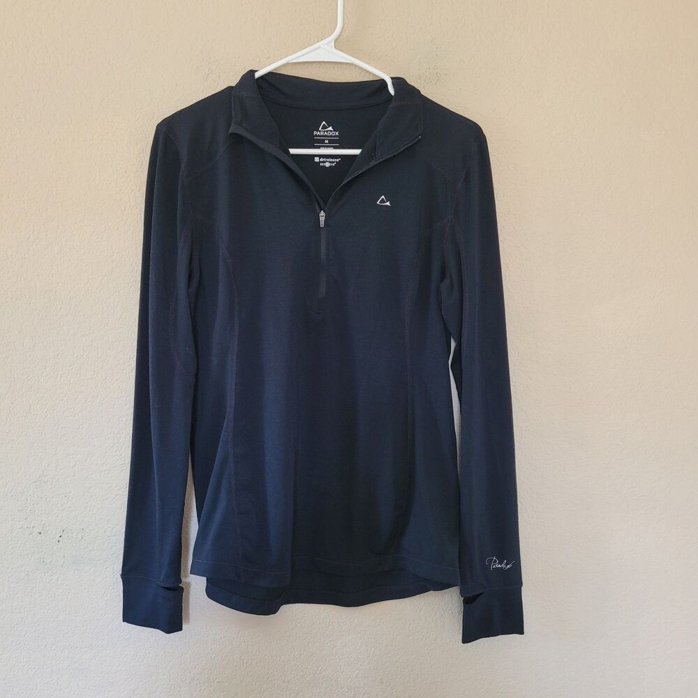 Paradox Womens Medium Merino Blend 1/4 Zip Pullover Shirt Black Dri Release